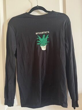 Movements Band Gildan Black Long-Sleeve Tee with Green Plant Embroidery